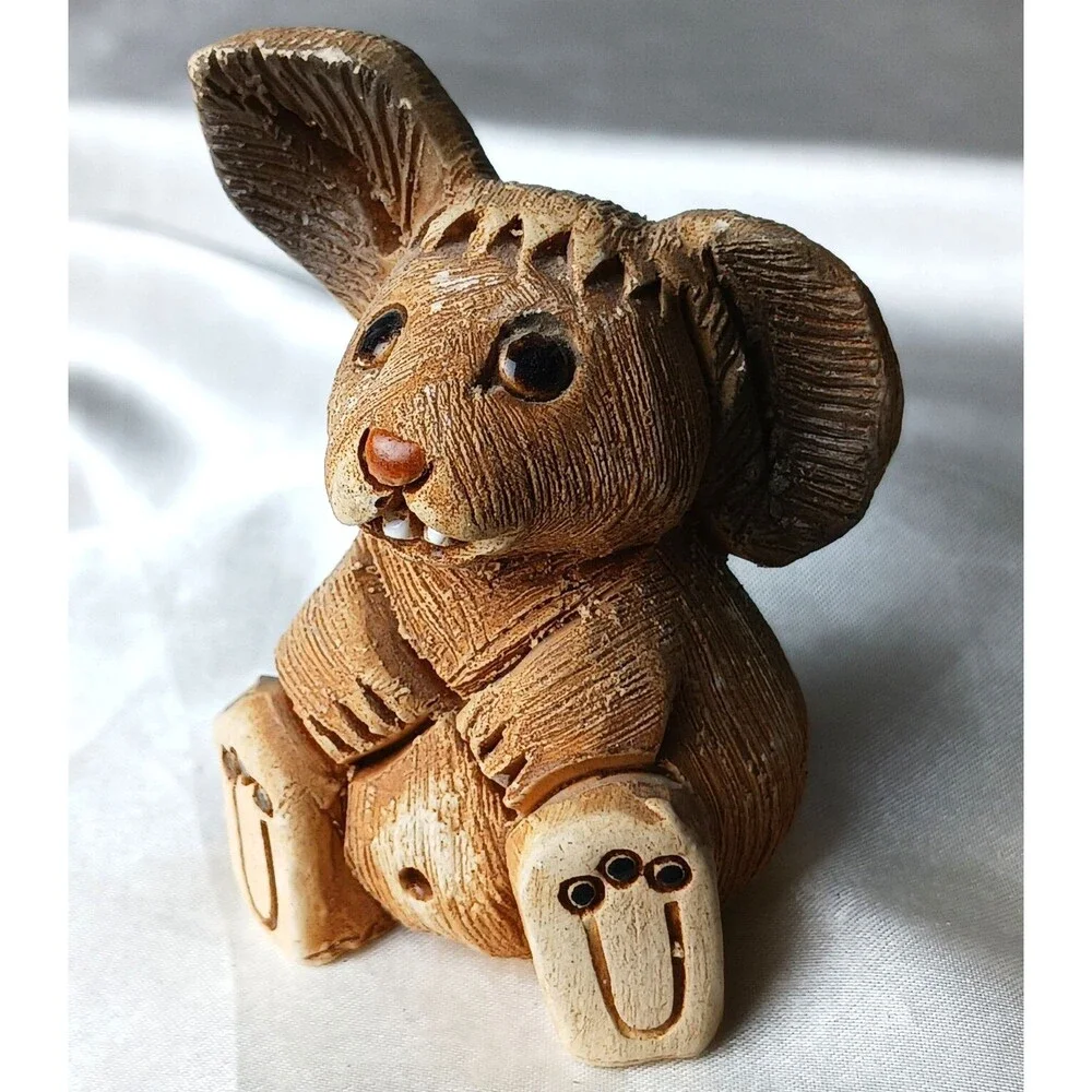 Vintage Artesania Rinconada Art Pottery Hand Crafted Clay Figurine-WILD RABBIT